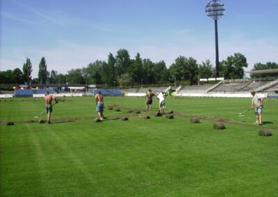 Irriga - průběh instalace závlahy fotbalového hřiště